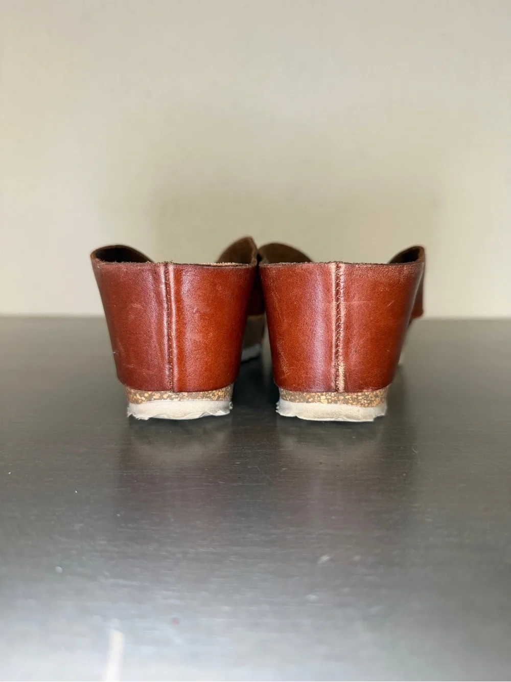 Yokono Spain Brown Leather Platform Slide Sandals Sz. 8 Minimalist Boho